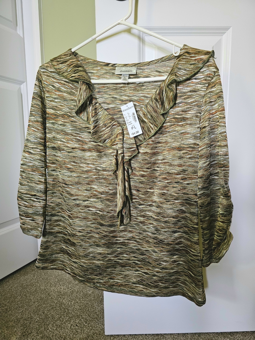 Olive Multi Ruffle Tie-Front Blouse by Dressbarn
